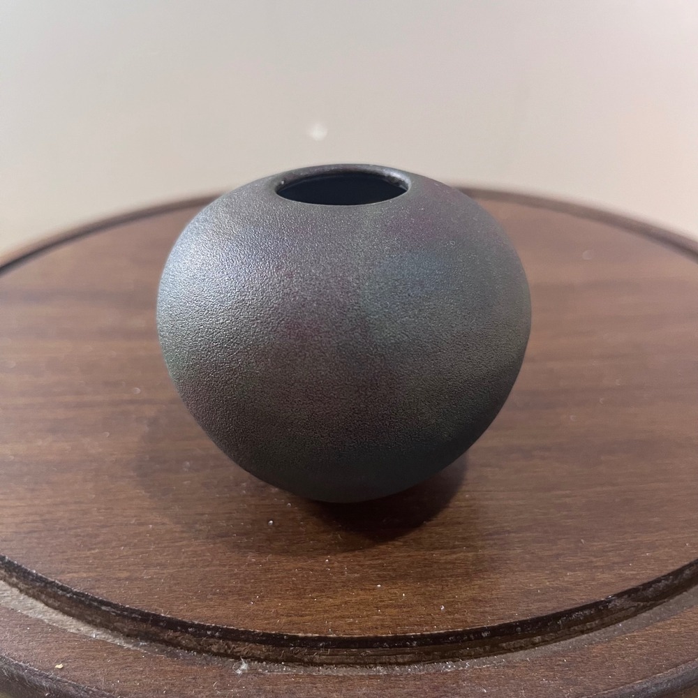 Jeremy Diller Raku Pottery Seed Vase Iridescent Metallic Vtg Studio Ceramic